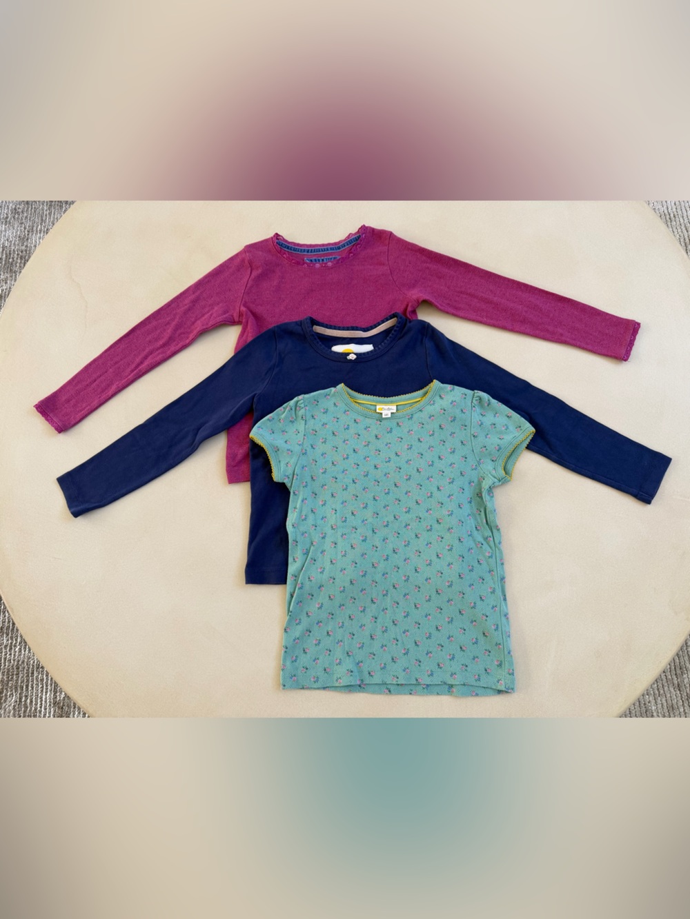 Mini Boden Girls' Long-Sleeve Tops Trio - Teal Floral, Navy & Magenta